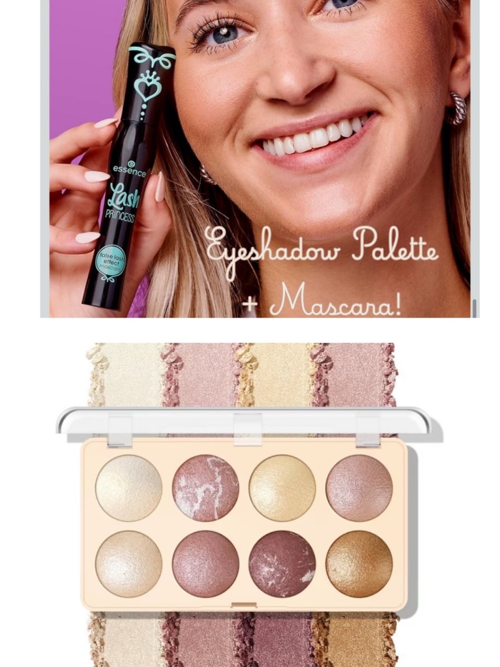 Eyeshadow Palette & Mascara Set - Shimmery Pink & Gold